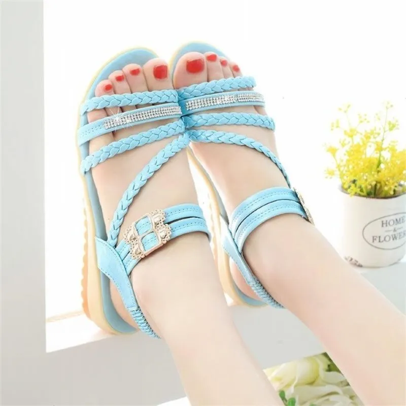

Woman Sandals 2019 Summer Pink Women Platform Shoes Bohemia Wedges Open toe Chunky Heels Plus size Ladies Shoe Zapatillas mujer