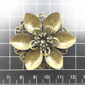 

10Pcs Embellishments Connnector Bronze Tone Flower Classical Filigree Wraps Alloy Jewelry DIY Findings 4.5cm