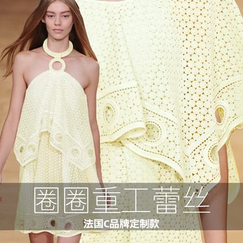 

Geometric hollow perspective natural cotton water soluble lace fabric high quality embroidery clothing fabrics cotton cloth