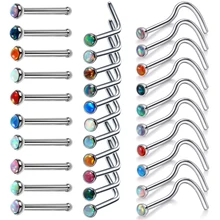 Piercings de Nez en acier, 1 pièce, Nariz opale, anneaux de Nez, clous de Nez, vis de Nez, épingle, boucles d'oreilles, bijoux pour le corps