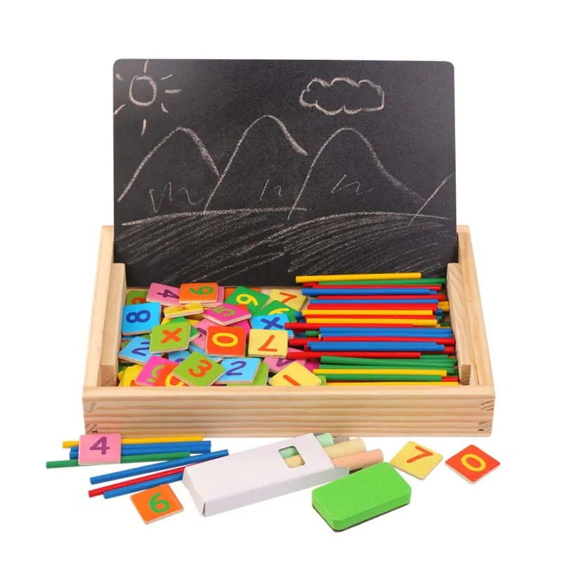 Многоцелевые счетчики математики мастерство и рисование коробка-Дошкольное обучение и учебные материалы-деревянные развивающие игрушки