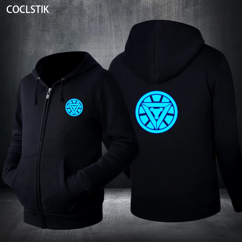 

Spring/Autumn Mens Fluorescent Ironman Hoodies Jackets Male Superhero Stark Iron Man Sweatshirt Hoody Jacket Zipper Coat XS-4XL