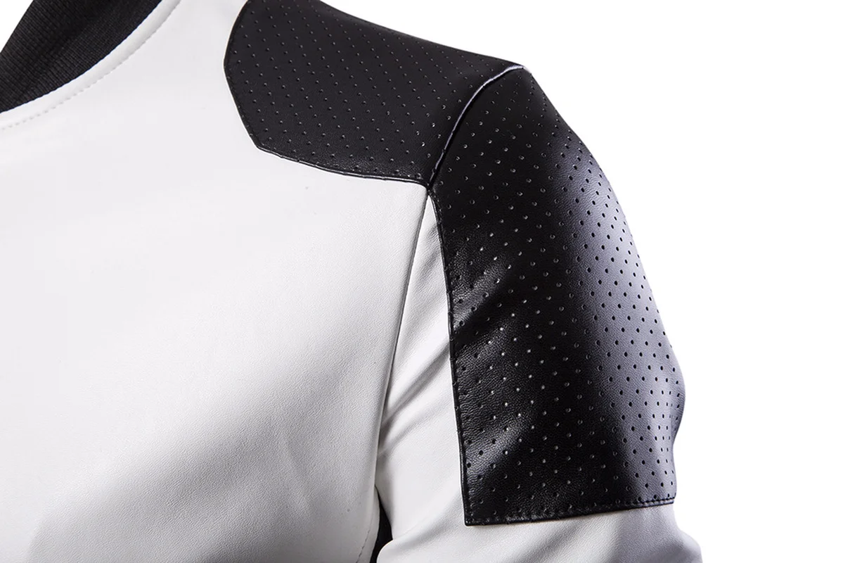 2019 New Men's Leather Collar Trend Of Black And White Color Oversized Leather Coat M-5XL 2019 New Men's Leather Collar Trend Of Black And White Color Oversized Leather Coat M-5XL