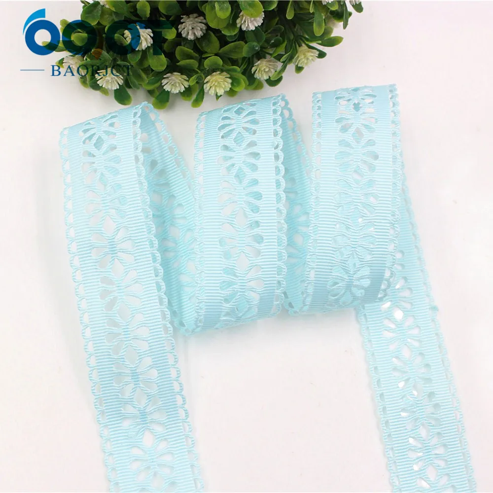 OOOT BAORICT 177036 цветок полые grosgrain ленты 28 мм 10 ярдов для шитья DIY головной убор
