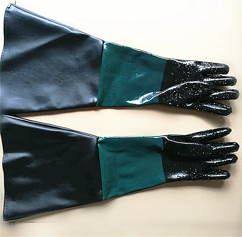 

New Gloves for Sandblasting Machine: Sandblasting Gloves 60cm PVC with Inner Lining Anti-skid Labor Protection Gloves