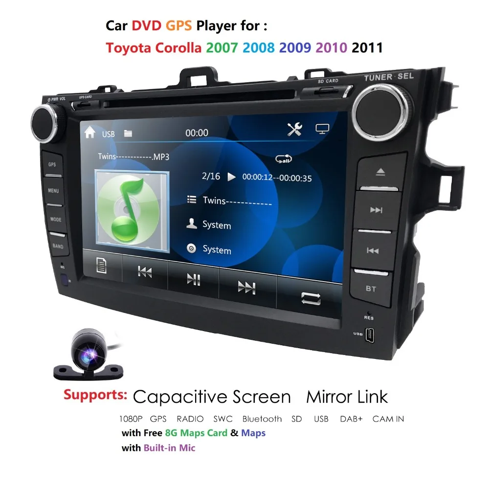 Excellent Hizpo Car Radio Multimedia Video Player Mirror Link For Toyota Corolla E140/150 2008 2009 2010 2011 2012 2013 No Android 2 DIN 3