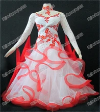 Modern Waltz Tango Ballroom Dance Dress, Smooth Ballroom Dress,Standard Ballroom Dress Girls with peacock feather B-0021