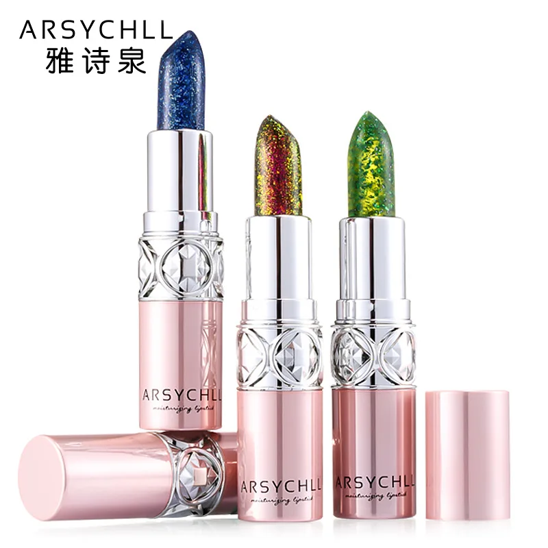 Crystal Lipstick Plant Jelly Crystal Diamond Gold Foil Lipstick Crystal Temperature Sense Lipstick Waterproof Lasting