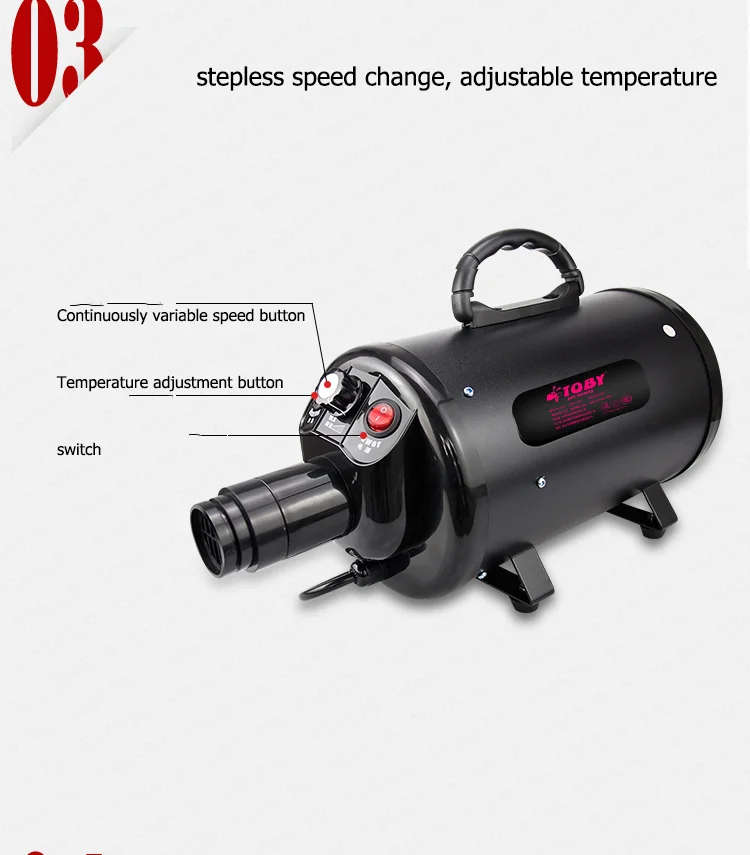 Профессиональный фен для домашних питомцев 3 скоростей Груминг Собак и котов Сушилка Воздуходувка для домашних животных сушилка для одежды 110 В/220 В/2200 Вт горячий/холодный воздух черный