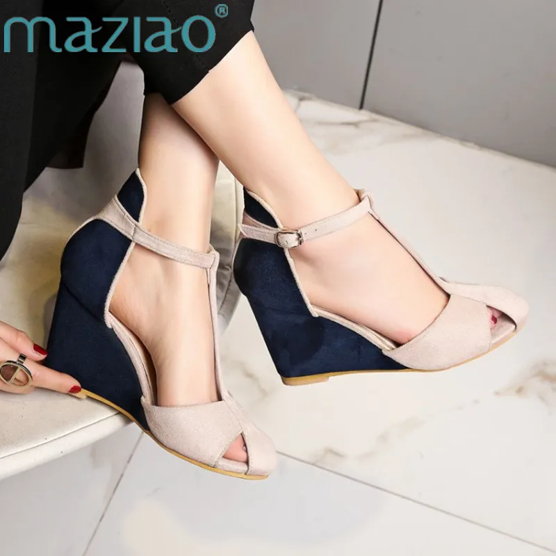 

Platform Sandals High Heels Wedges Shoes Pumps Summer 2019 Red Blue Chaussures Femme Platform Sandals Sandalia Feminina MAZIAO