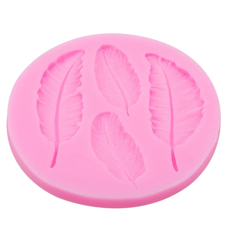 Leaves Feather Shaped 3D Reverse Sugar Molding Fondant Cake Silicone Mold For Fimo Polymer Clay Molds Decoration Tools (2)