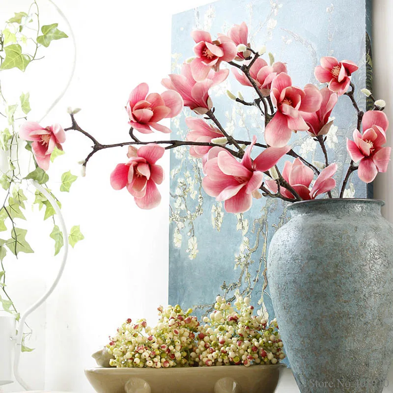 HI-Q, 3D цвета, декоративный цветок магнолии, настоящее прикосновение, 7 головок, большой размер, шелковая Орхидея для свадьбы, украшения дома, подарок, Цветочный