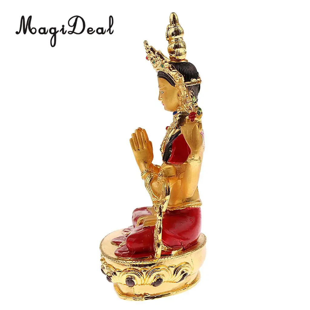 Avalokitesvara Buddha Statue Tibetan Small Gilded Statues Bodhisattva Home Temple Decor Buddhist Supplies Bless Good Luck