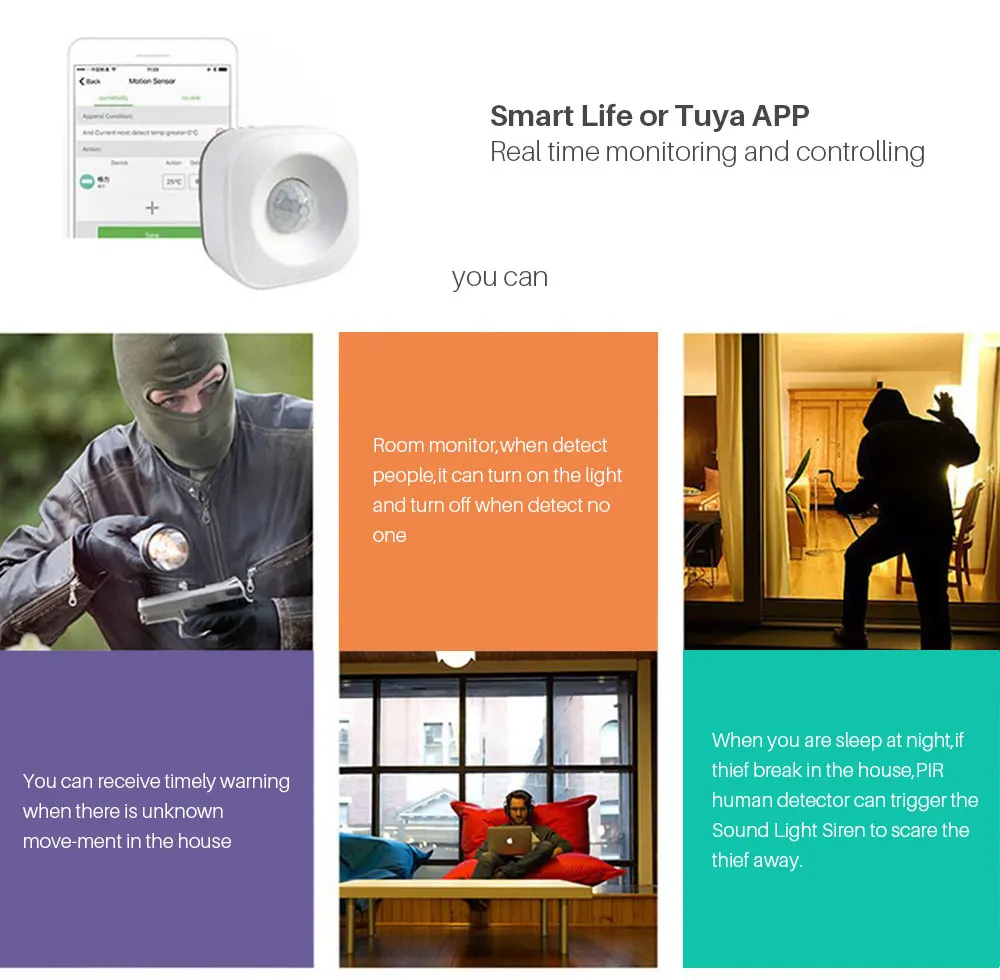 Tuya WiFi PIR датчик движения человеческого тела инфракрасный детектор охранной сигнализации совместимый Alexa Google Home IFTTT умный дом автоматизация