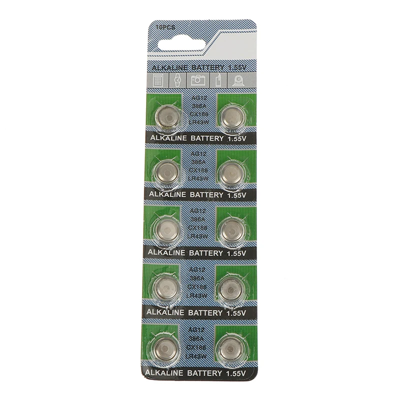 Батарейки AG12 LR43 L1142 SR43 386A 10 шт./лот|Часовые батарейки| |