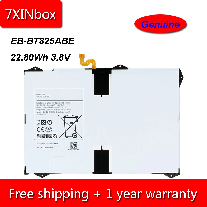 

7XINbox 22.80Wh 6000mAh 3.8V Genuine EB-BT825ABE Battery For Samsung Galaxy Tab S3 9.7 inch SM-T825C T820 T825 GH43-04702A