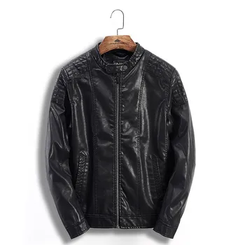 

Free shipping men PU leather jacket M22