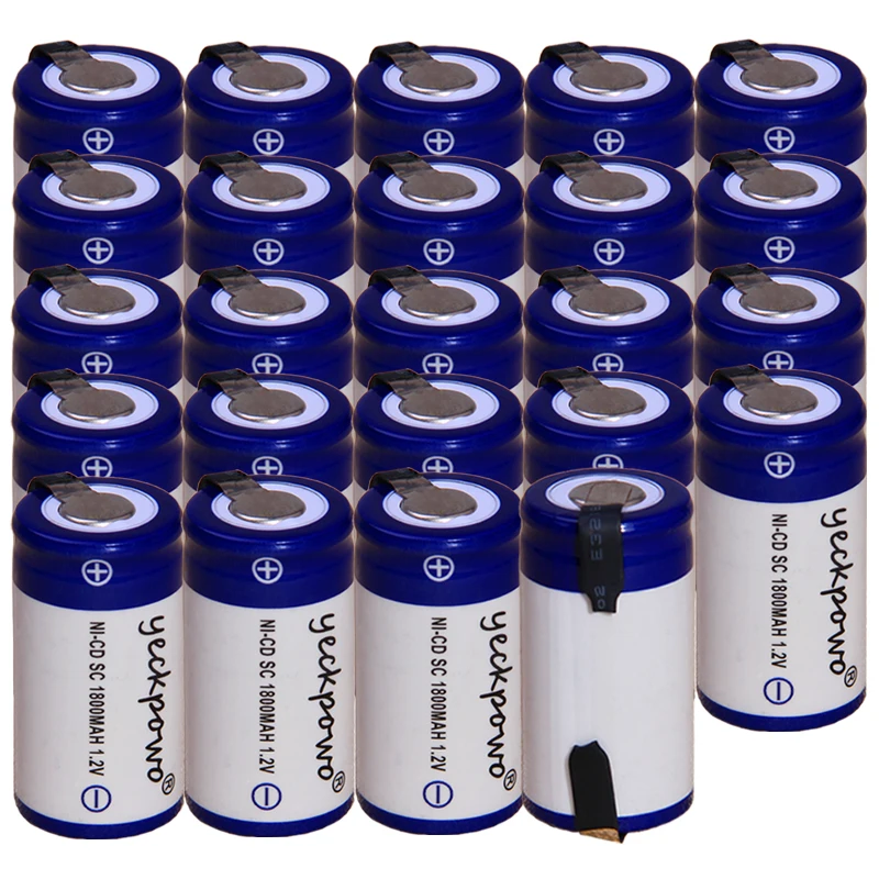 

yeckpowo 24 pieces SC battery 1,2v batteries nicd rechargeable for power tools 1800mAh for drill screwdriver real capacity