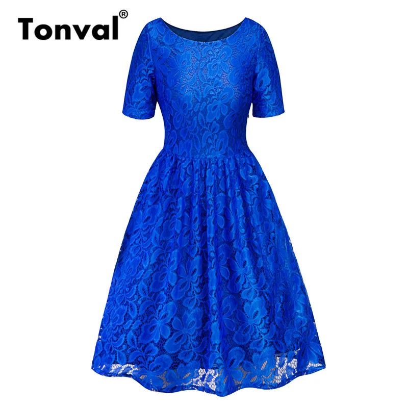 Tonval, винтажное фиолетовое повседневное Плиссированное кружевное платье, элегантное, круглый вырез, короткий рукав, высокая талия, платья, женская летняя одежда, платье