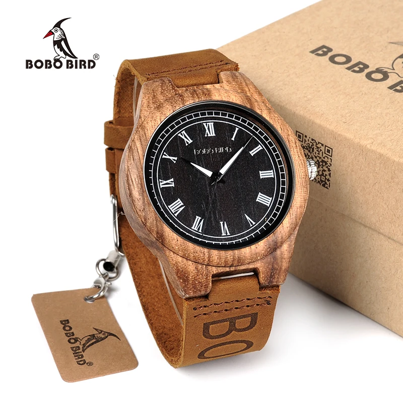 

BOBO BIRD WO30 Classic Zebra Wooden Watch Quartz Watches With Brand Design Leather Straps relojes mujer marca de lujo