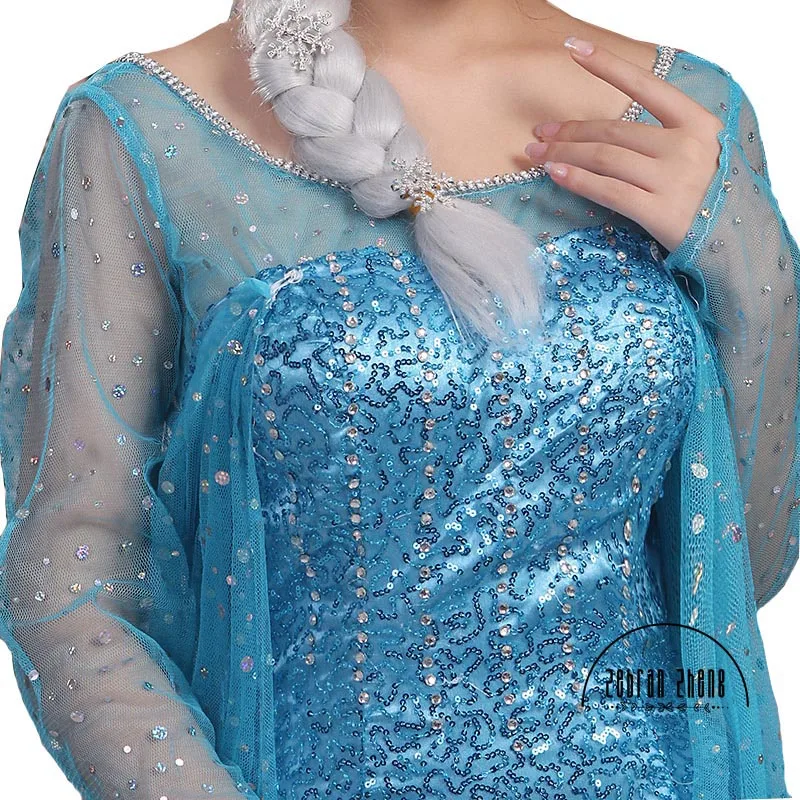 Robe de Princesse Bleue Pailletée | Déguisement Elsa Scintillant