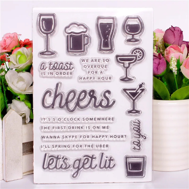 

Drink Transparent Clear Stamps for DIY Scrapbooking/Card Making/Kids Christmas Fun Decoration Supplies