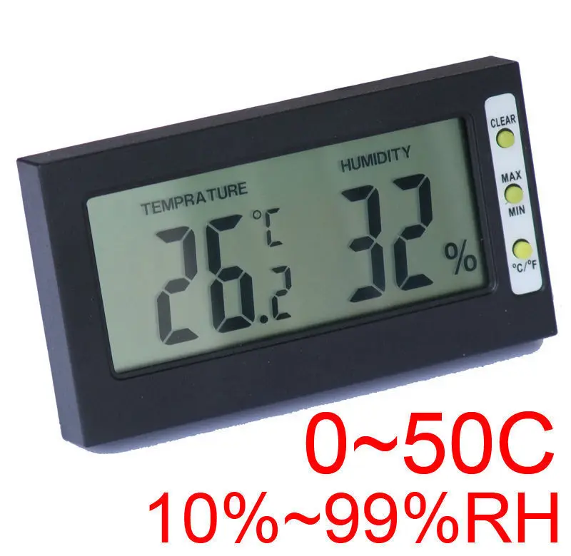 

Digital Hygrometer Temperature Humidity Meter Thermometer Digital LCD display RH Max Min 0~50C 10%~99%RH