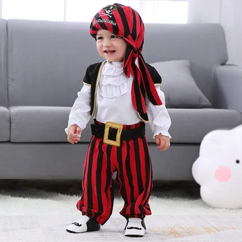 

New Children's long sleeves Romper+Vest+Hat+belt Infant Toddler Boys Girls Halloween Costume 4-piece suit set