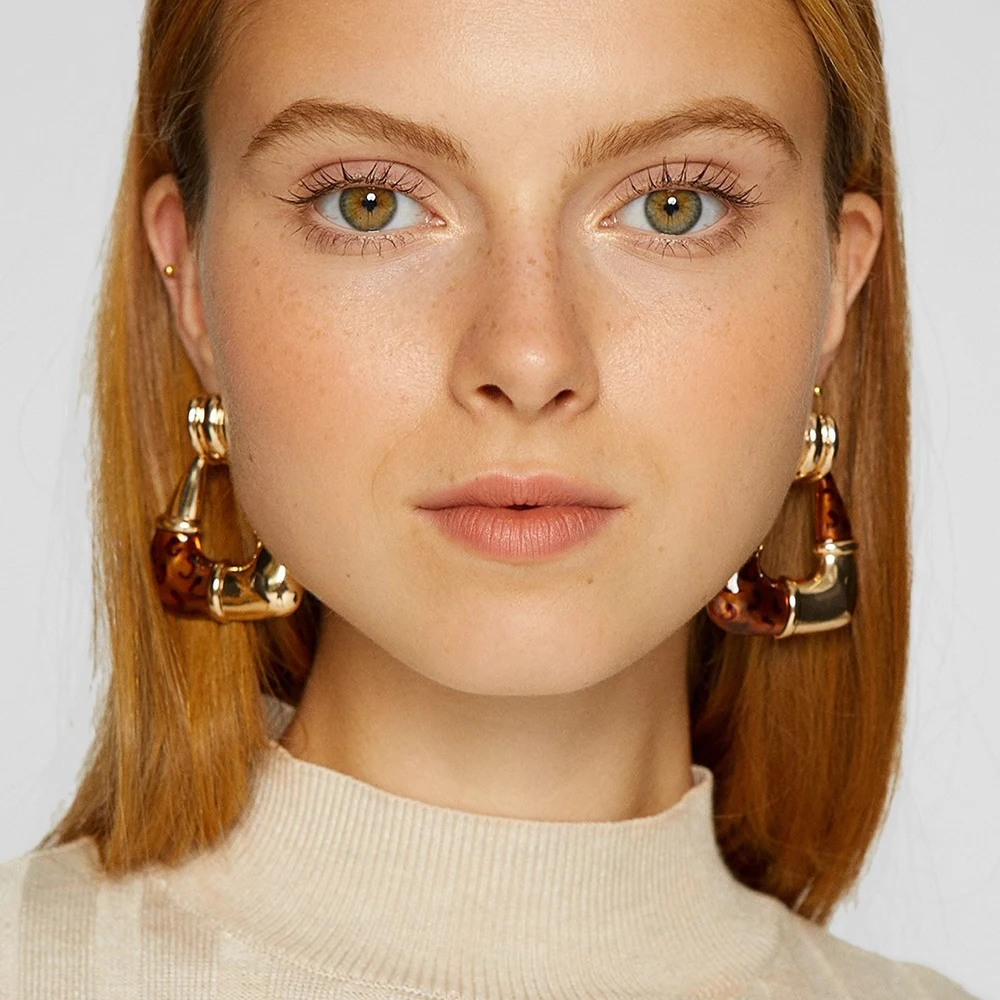 Nouvelle-mode-Or-M-tal-Texture-Boucle-D-oreille-Goutte-Pour-Les-Femmes-Vintage-Big-D