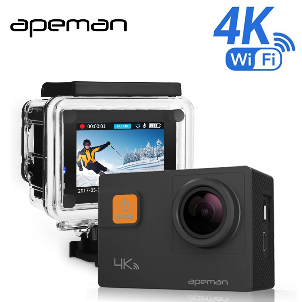 Apeman Waterproof Sports Action Camera 4K 20MP Wi Fi Action Cam Waterproof 30M 2 0 Inch