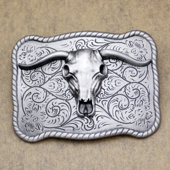 

Antique Silver Western Silver Bull OX Horn Buffalo Skull Indian Totem Rodeo Belt Buckle Exchange Men Jewelry