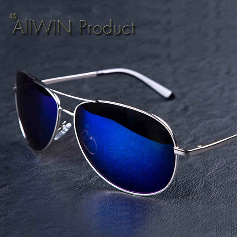 Discount Full Blue Mirrored Aviator mens Sunglasses Dark Tint Lens