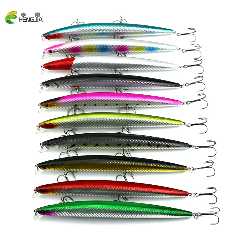  HENGJIA 100PC 18CM 26G Minnow long Fishing Lure 2 hook big fish wobbler pike fishing tackle artific