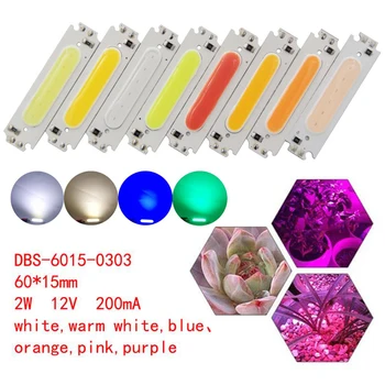 

1PC 60x15MM 2W COB Chip LED Light Lamp 12V LED Bulb For Lighting COB Board Red/Orange/Warm White/Green/Blue/Pink/Cool White