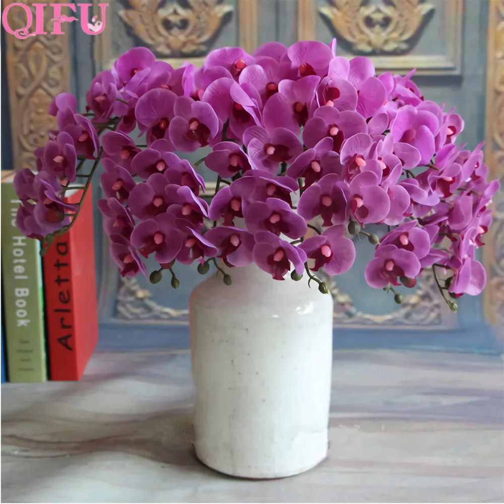 QIFU 1 piezas flores artificiales Real tacto Artificial polilla orquídea mariposa orquídea para la nueva Casa de la boda inicio decoración del Festival QIFU 1 piezas flores artificiales Real tacto Artificial polilla orquídea mariposa orquídea para la nueva Casa de la boda inicio decoración del Festival