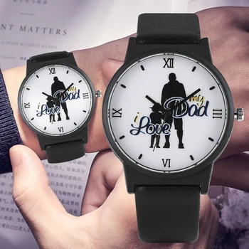 

Men's Creative Black Character Patterns Dial Watch Elegant Quartz Analog Watches for Male Premium Black Leather Band Wristwatch