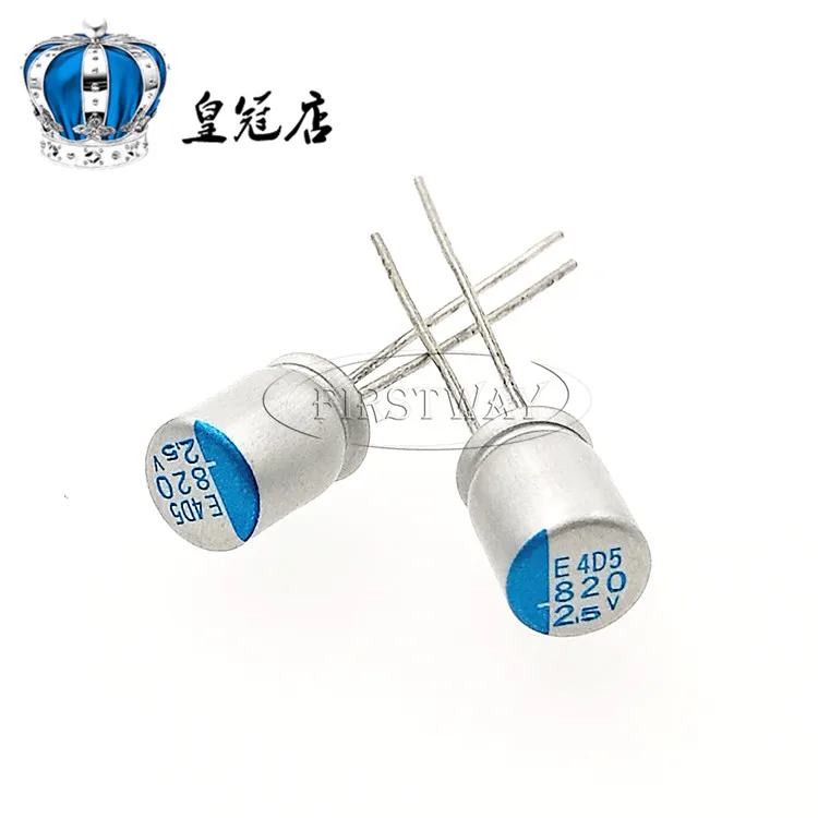 Solid state capacitors 2.5V820UF 6 * 8 line board capacitor 820UF 2.5V
