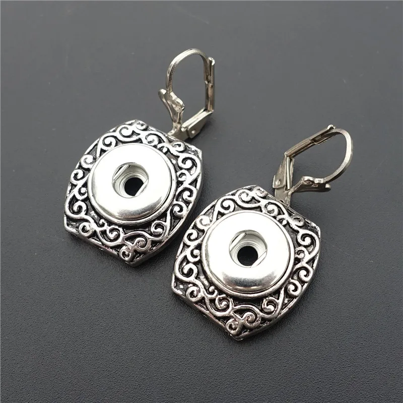 

Vintage Square Metal 12mm Snap Buttons French Hook Earrings Jewelry
