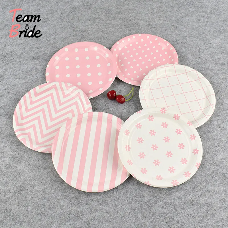 

Team Bride 20pcs/lot Disposable tableware paper plate black red for wedding birthday Baby Shower decoration party Decor supplies