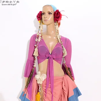 

bellydance costume top Wavy edge butterfly sleeve bellydance Practice clothing top BYY46-50