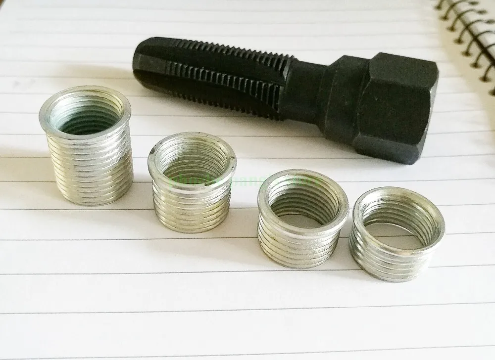 M14 x1.25 Spark Plug Rethread Thread Repair Kit Helicoil Reamer Tap w/ 4 Inserts 
