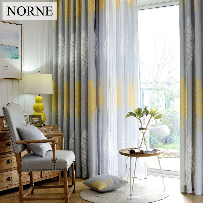 

NORNE Modern Printed Window European Country Style Curtain Drapes for Bedroom Living Room Kitchen Door Blinds Sheer Curtains