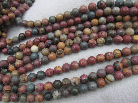 

2strands 4-14mm Genuine Brown Ocean Jasper stone Round Ball matte crab grey coffee wood Japser loose beads