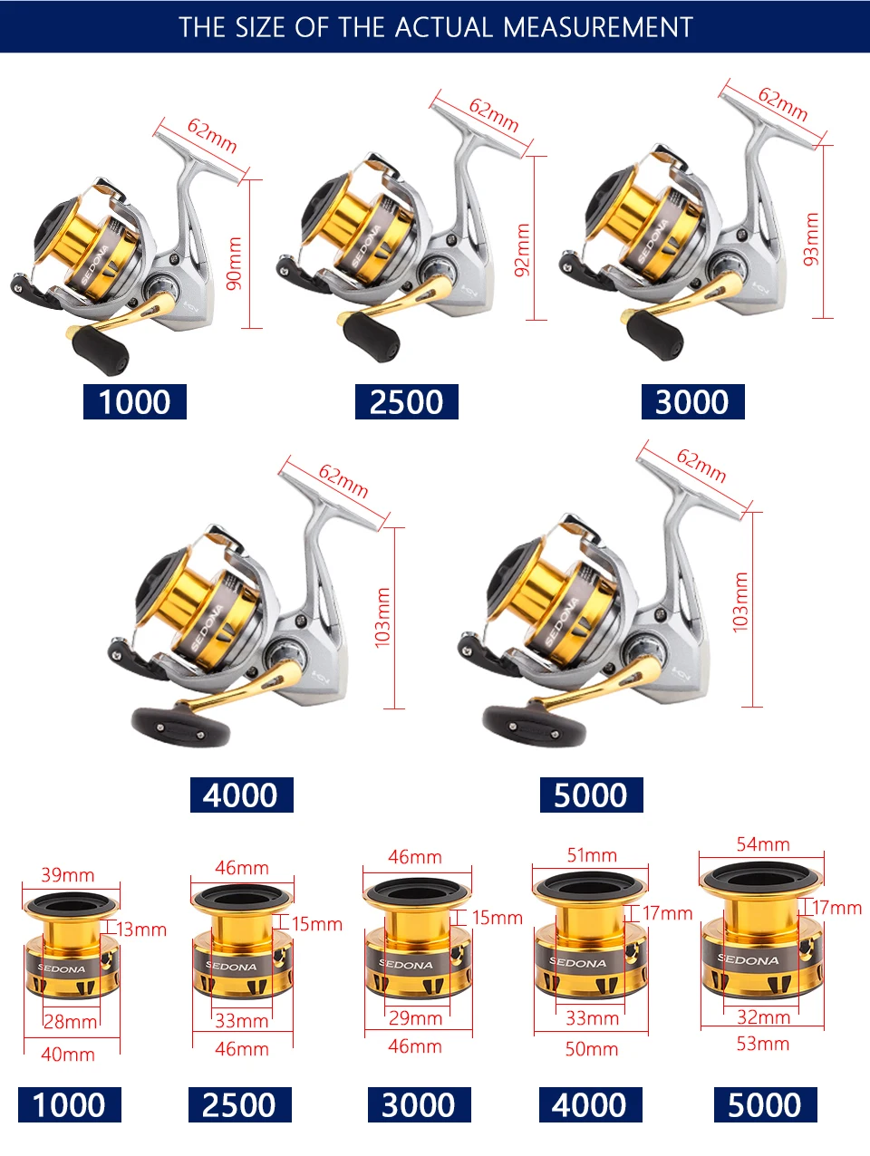 Molinete de Pesca Shimano Sedona Copo Profundo 1000 - C2000s 2500 C3000 4000 6000 8000 Carretel Pesca Carretilha Água Salgada fi 8 8000 carretel pesca carretilha água salgada