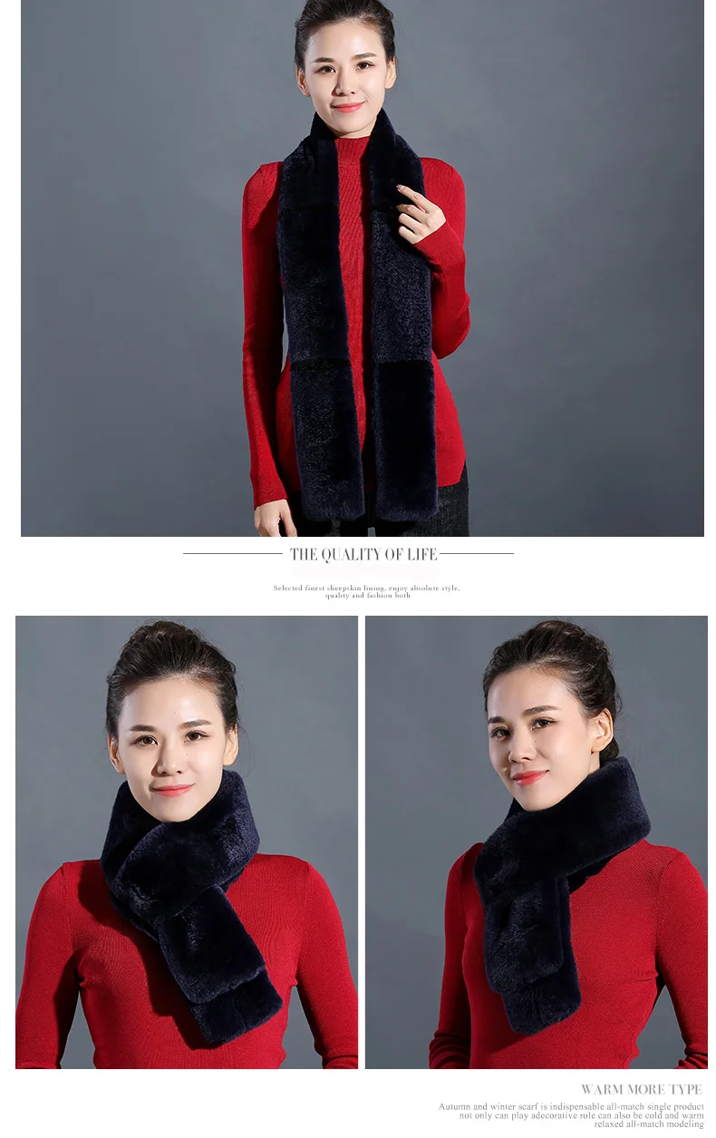 Russian Plus Size100% natural Rabbit Fur scarves Long Real Fur Scarves Female 2018 Winter Scarf For Women  (15)
