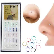 40 шт. ювелирные изделия для тела из нержавеющей стали кольцо для носа зажим для тела обруч для женщин пирсинг клип ювелирные изделия подарок серебро золото