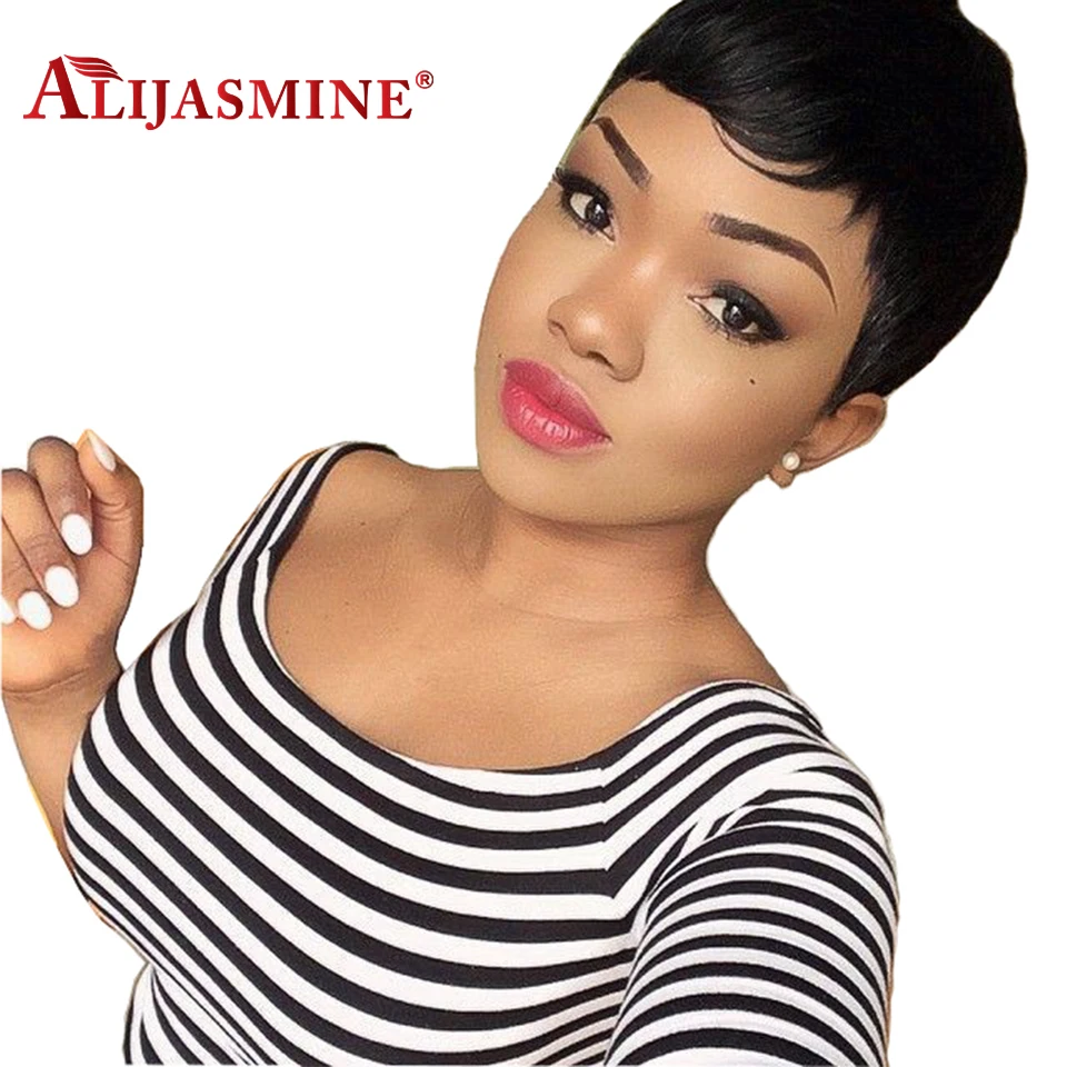 

6 inch Short Human Hair Wigs For Women Brazilian Remy Hair Machine Made Short Wig 4 Styles Free Shipping None Lace Popular Wigs