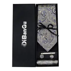 DiBanGu Ман аксессуары Шелковый Галстук для Для мужчин жаккардовые модные цветочные серый Повседневное Бизнес свадьбы 8,5 см Ширина галстук