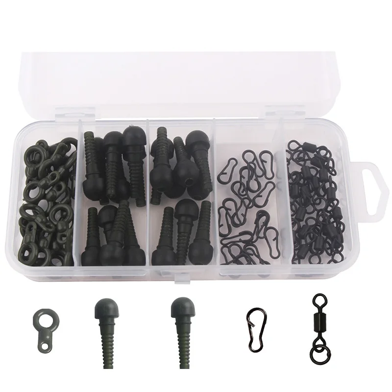 

60 Pcs/Box Fishing Accessories Hooks Swivels Lead Fishing Sinker with Ring Carp Fishing Tackle Set
