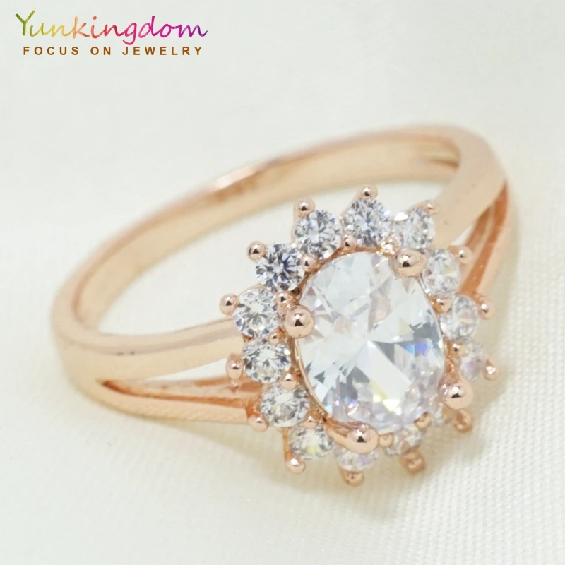 

Yunkingdom classic wedding ring rose-gold color cz crystal rings for Women ladies jewelry gifts wholesale